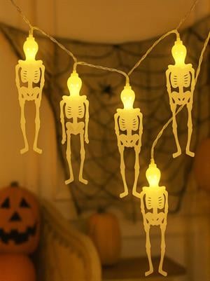 Cadılar Bayramı İskelet Figürlü Pilli Led Işık Halloween Parti Dekoru