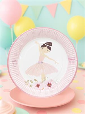 Balerin Temalı Tabak Karton Doğum Günü Tabağı 8li