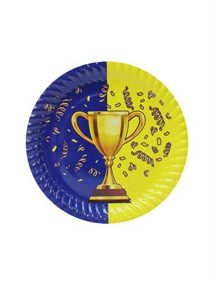 Sarı Lacivert Taraftar Kupa Temalı Karton Tabak Bardak Set 8li