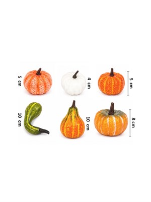 Dekoratif Mini Balkabağı Dekor Seti – Halloween Cadılar Bayramı Masa Süsü 6lı