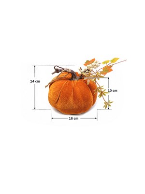 Dekoratif Turuncu Kadife Balkabağı 10 cm – Halloween ve Sonbahar Dekorasyonu 