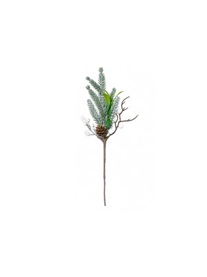Dekoratif Yapay Çam Dalı 32 cm – Kozalaklı Berryli Yılbaşı Süsü
