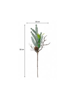 Dekoratif Yapay Çam Dalı 32 cm – Kozalaklı Berryli Yılbaşı Süsü