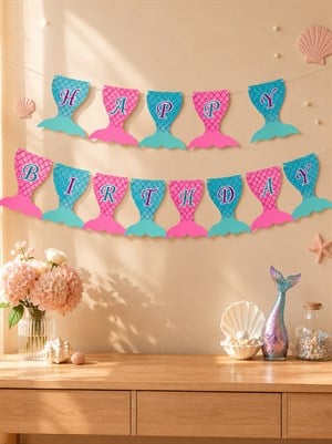 Deniz Kızı Temalı Happy Birthday Yazısı Doğum Günü Parti Süsü