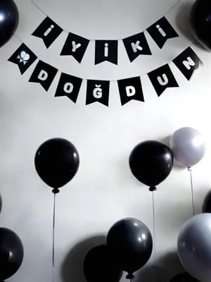 İyi Ki Doğdun Siyah-Gümüş Yazı