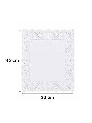 Dikdörtgen Kağıt Dantel Tepsi Kağıdı – Tatlı ve İkram Sunum Altlığı 32x 45 cm 100lü