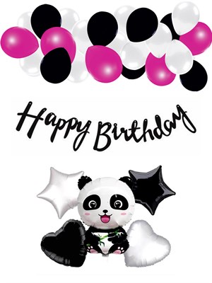 Doğum Günü Balon Seti Panda Konseptli Kız Balon Seti