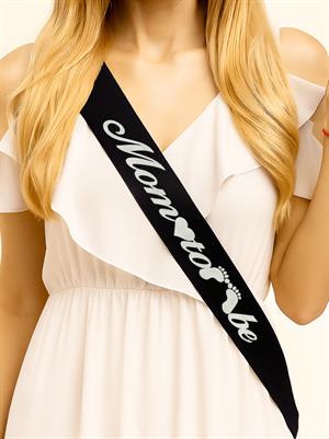 Baby Shower Mom To Be Kuşak Siyah Gümüş