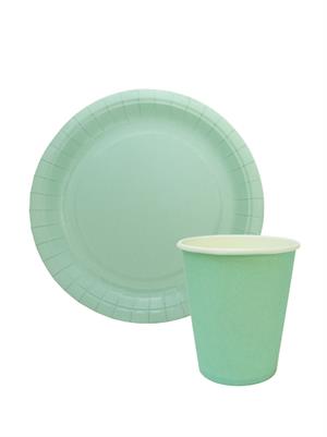 Karton Tabak Bardak Set Doğum Günü Parti Seti Mint Yeşil 8 Adet 