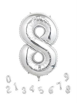 Rakam Folyo Balon Doğum Günü Parti Balonu 8 Gümüş Renk 76 cm