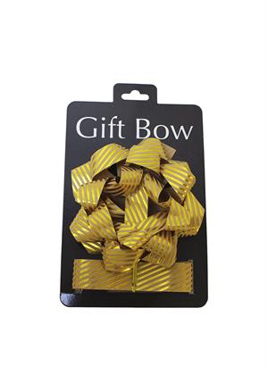 Hediye Paketleme Seti Kağıt Fiyonk ve Kurdele Kraft-Altın Çizgili 2li