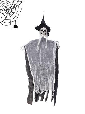 Cadılar Bayramı Şapkalı İskelet Asılabilir Halloween Parti Dekoru Siyah 
