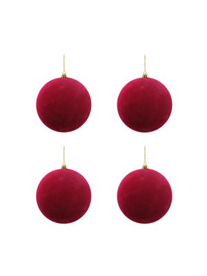 Kadife Yılbaşı Topu – Çam Ağacı Süsü Bordo 8 cm 4lü