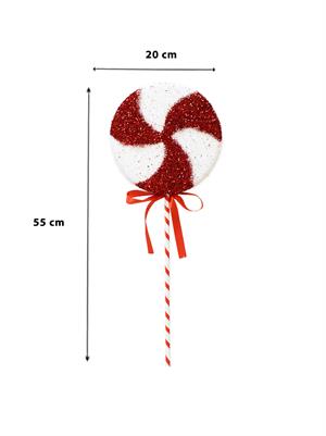 Yılbaşı Ağaç Süsü Dekoratif Simli Lolipop Şeker 55 cm