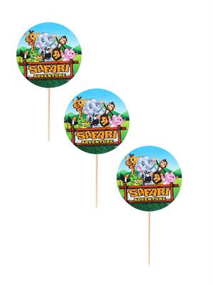 Safari Konseptli Kürdan Doğum Günü Pasta Süsü 20li