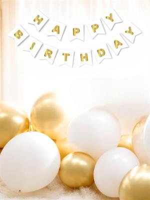 Happy Bırthday Beyaz Altın Yazı