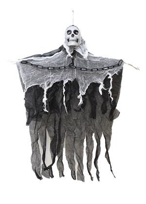 Cadılar Bayramı Işıklı Kuru Kafa Hayalet Asılabilir Halloween Parti Dekoru 90 cm