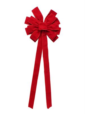 Yılbaşı Dekoratif Kadife Fiyonk Büyük Boy Kapı ve Duvar Süsü Kırmızı 32 cm