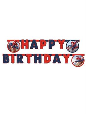 Spiderman Temalı Happy Birhtday Yazı Banner Doğum Günü Parti Süsü