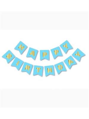 Happy Bırthday Mavi Altın Yazı