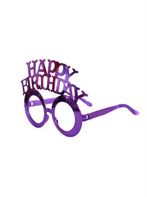 Happy Birthday Yazılı Doğum Günü Partisi Gözlüğü Mor