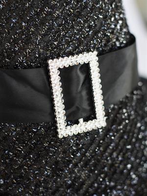 Cadılar Bayramı Simli Cadı Şapkası Halloween Parti Kostüm Aksesuarı Siyah 