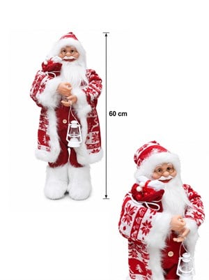 Fenerli Noel Baba Yılbaşı Dekoru 60 cm – Kırmızı Beyaz Dekoratif Yılbaşı Figürü