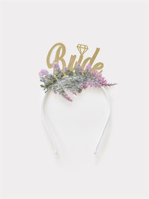 Bride Altın Pleksi Taç Lavanta Çiçekli Bekarlığa Veda Parti Tacı
