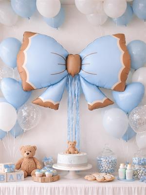 Fiyonk Figürlü Folyo Balon Retro Parti Balonu Mavi 91x60 cm