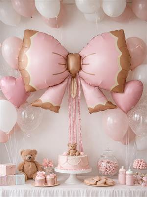 Fiyonk Figürlü Folyo Balon Retro Parti Balonu Pembe 91x60 cm