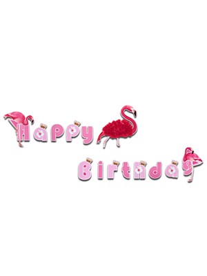 Flamingo Kabartmali Happy Birthday Yazı