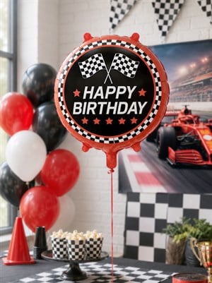 Formula Yarış Temalı Happy Birthday Folyo Balon – Doğum Günü Süsü 45 cm