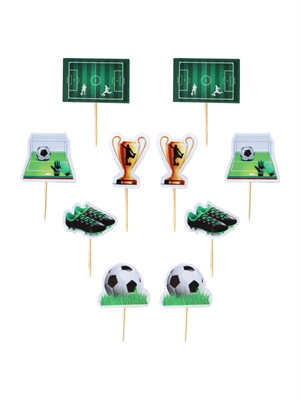 Futbol Temalı Figürlü Kürdan Pasta Süsü Cupcake Kürdanı 10lu