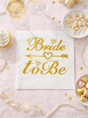 Gold Bride To Be Yazılı Bekarlığa Veda Parti Peçetesi Beyaz 16lı
