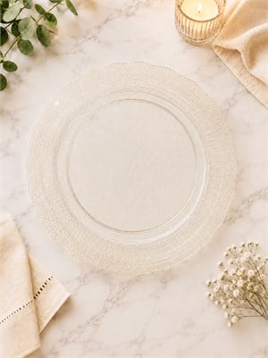 Gold Simli Şeffaf Mika Parti Tabağı – Sert Plastik Sunum Tabağı 26 cm 6lı