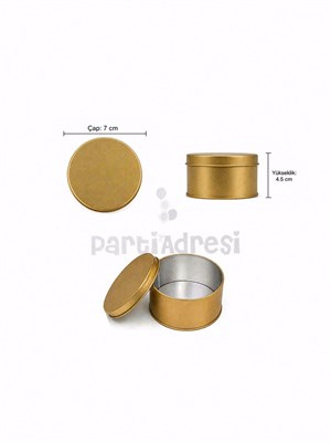 Gold Yuvarlak Metal Kutu – Dekoratif Hediye Kutusu 7 cm