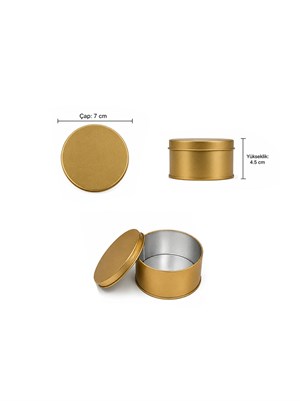 Gold Yuvarlak Metal Kutu – Dekoratif Hediye Kutusu 7 cm
