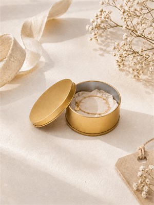 Gold Yuvarlak Metal Kutu – Dekoratif Hediye Kutusu 7 cm