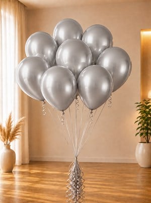 Gümüş Metalik Balon 10Lu 12