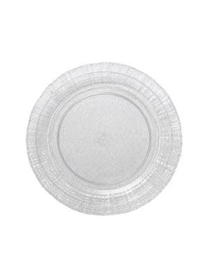 Gümüş Simli Şeffaf Mika Parti Tabağı – Sert Plastik Sunum Tabağı 26 cm 6lı