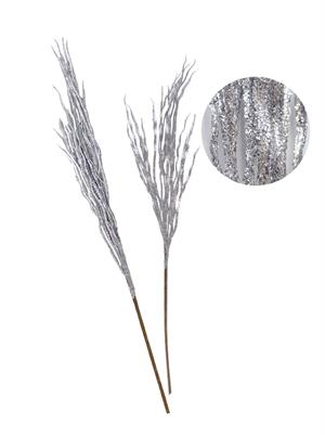 Gümüş Simli Yılbaşı Dekor Dalı – Silver Glitter Parlak Ağaç Süsü 70 cm
