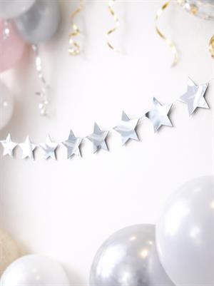 Gümüş Yıldız Sarkıt Süs | Parlak Kuşe Kağıt Parti Dekoru Süs 5 m