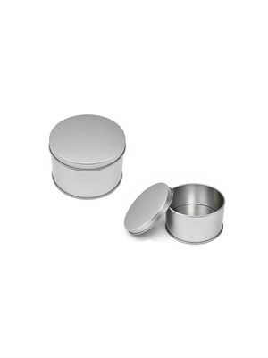 Gümüş Yuvarlak Metal Kutu – Dekoratif Hediye Kutusu 7 cm