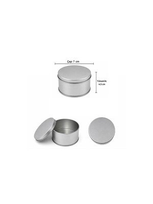Gümüş Yuvarlak Metal Kutu – Dekoratif Hediye Kutusu 7 cm