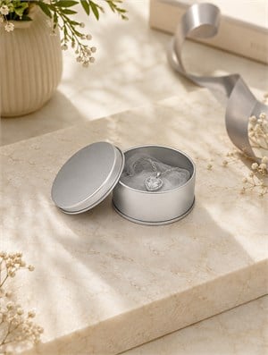 Gümüş Yuvarlak Metal Kutu – Dekoratif Hediye Kutusu 7 cm