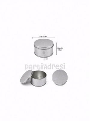 Gümüş Yuvarlak Metal Kutu – Dekoratif Hediye Kutusu 7 cm