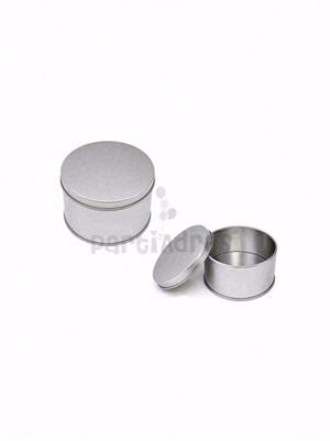 Gümüş Yuvarlak Metal Kutu – Dekoratif Hediye Kutusu 7 cm