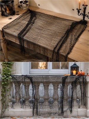 Halloween Cadılar Bayramı Dekorasyonu Siyah File Örtü 76x198 cm 