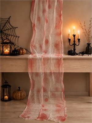 Halloween Cadılar Bayramı Kanlı Dekoratif Örtü Beyaz