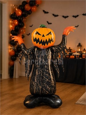 Halloween Korkunç Balkabağı Folyo Balon Ayaklı Cadılar Bayramı Parti Balonu 115 cm